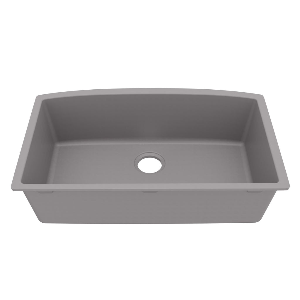 32-1/2" Undermount Large Single Bowl Quartz Composite Kitchen Sink In Grey
