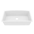32-1/2" Undermount Large Single Bowl Quartz Composite Kitchen Sink In White