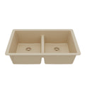 32-3/8" Undermount Double Equal Bowl Quartz Composite Kitchen Sink In Bisque