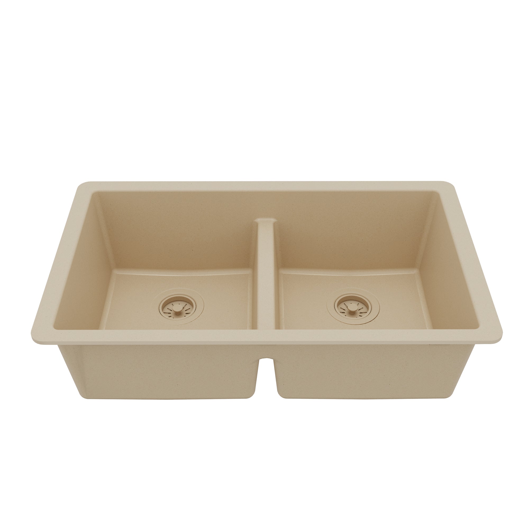 32-3/8" Undermount Double Equal Bowl Quartz Composite Kitchen Sink In Bisque