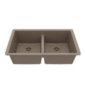 32-3/8" Undermount Double Equal Bowl Quartz Composite Kitchen Sink In Concrete