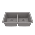 32-3/8" Undermount Double Equal Bowl Quartz Composite Kitchen Sink In Grey