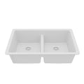 32-3/8" Undermount Double Equal Bowl Quartz Composite Kitchen Sink In White