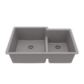 32-1/4" Undermount Double Offset Bowl Quartz Composite Kitchen Sink In Grey