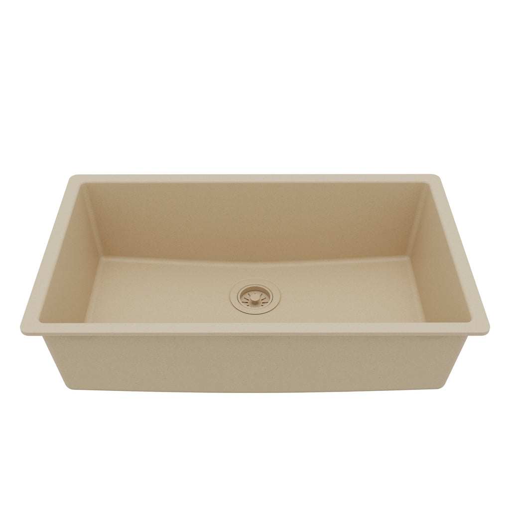 32-3/8" Undermount Large Single Bowl Quartz Composite Kitchen Sink In Bisque