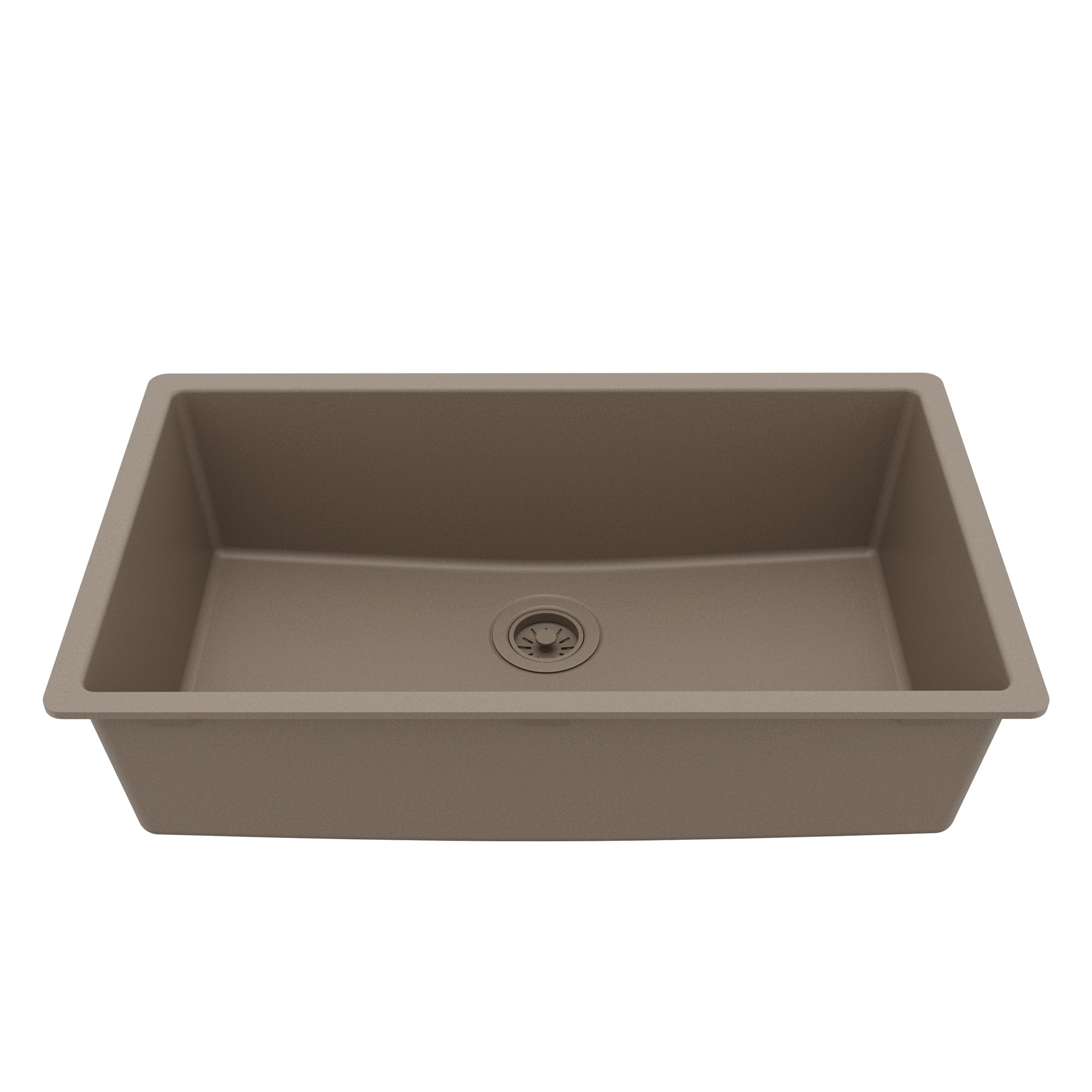32-3/8" Undermount Large Single Bowl Quartz Composite Kitchen Sink In Concrete