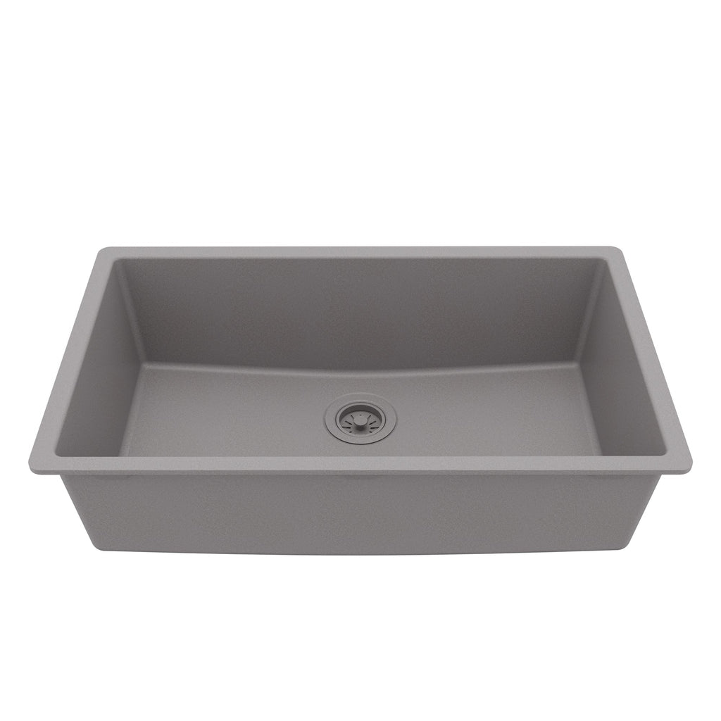 32-3/8" Undermount Large Single Bowl Quartz Composite Kitchen Sink In Grey