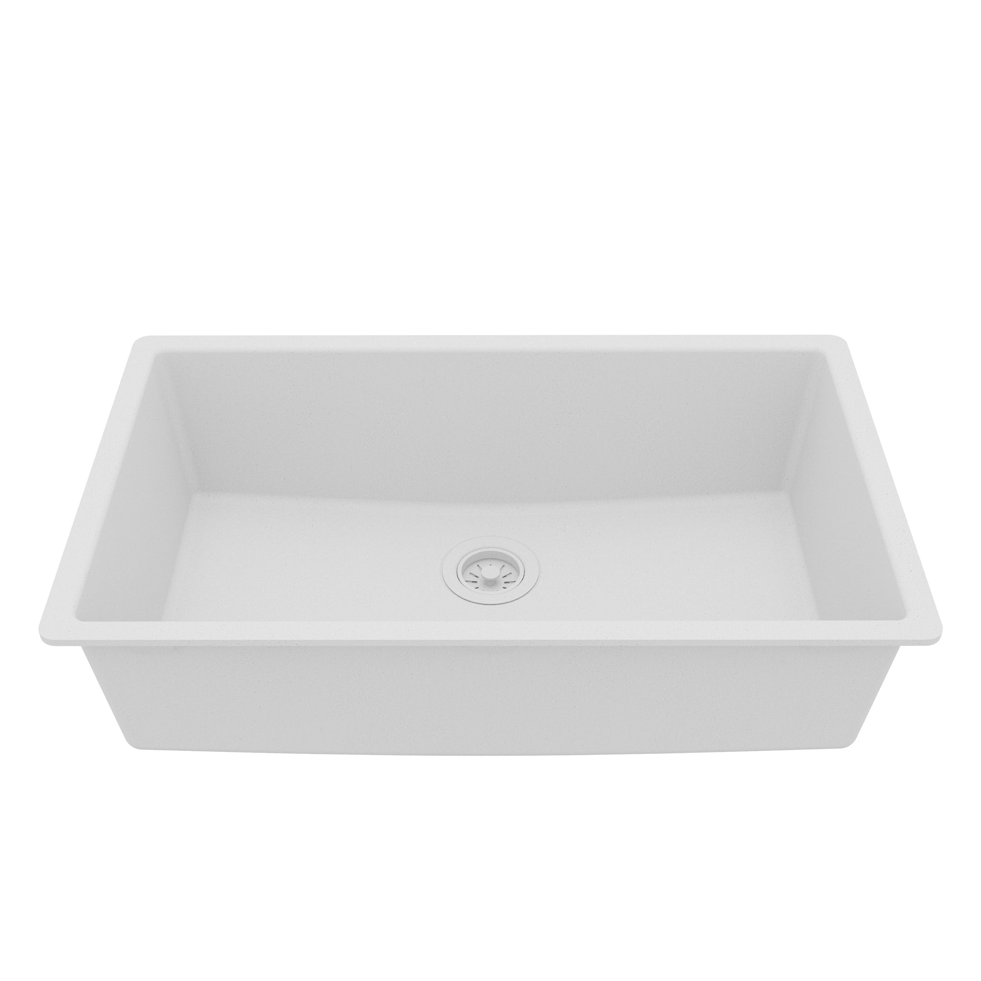 32-3/8" Undermount Large Single Bowl Quartz Composite Kitchen Sink In White