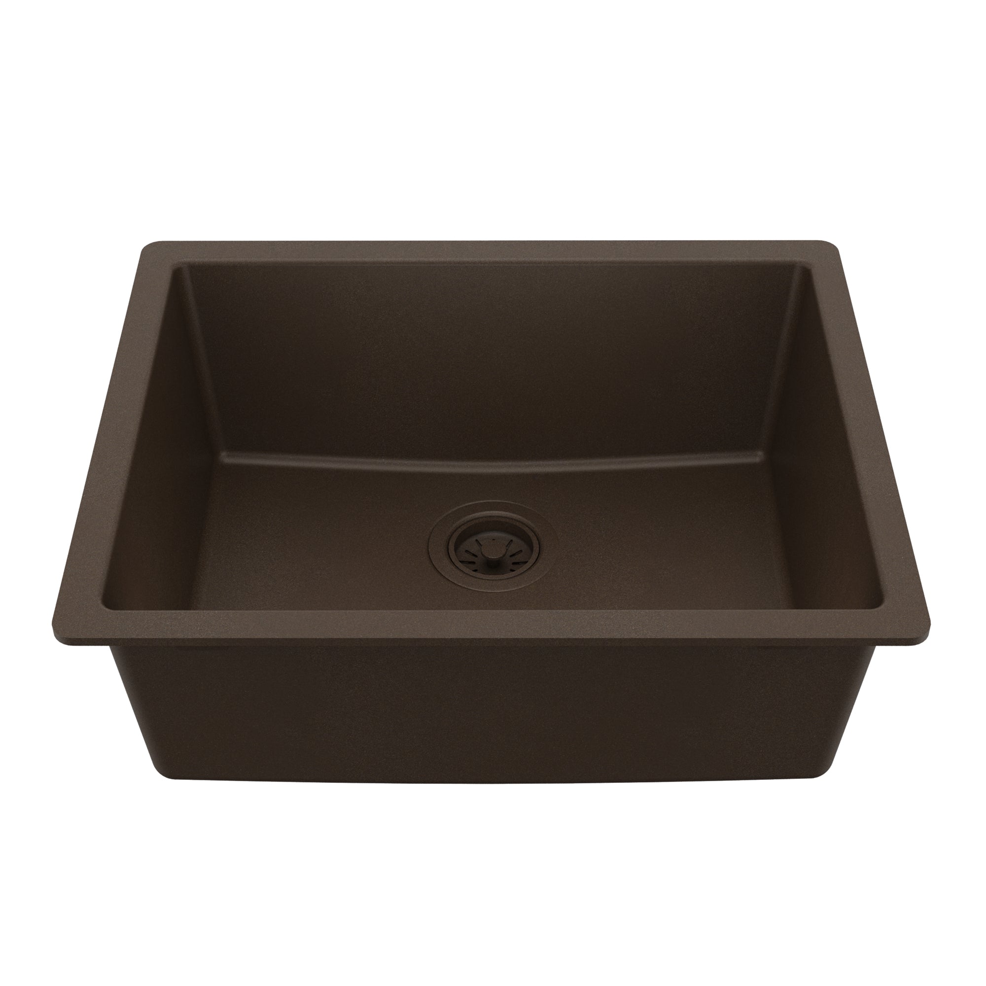 24-3/8" Undermount Single Bowl Quartz Composite Kitchen Sink In Brown