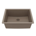 24-3/8" Undermount Single Bowl Quartz Composite Kitchen Sink In Concrete