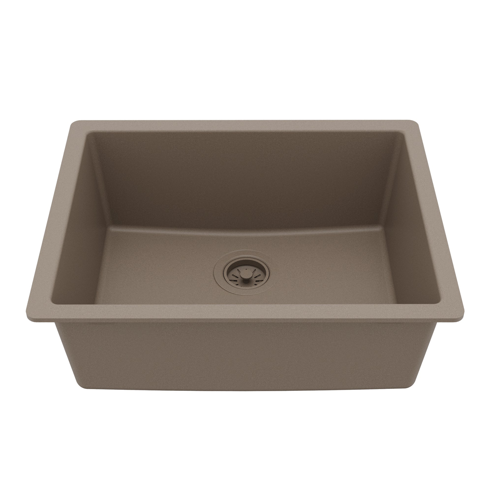 24-3/8" Undermount Single Bowl Quartz Composite Kitchen Sink In Concrete