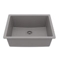 24-3/8" Undermount Single Bowl Quartz Composite Kitchen Sink In Grey