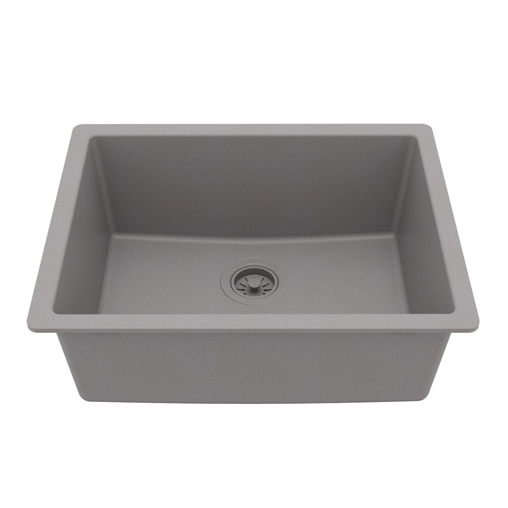 24-3/8" Undermount Single Bowl Quartz Composite Kitchen Sink In Grey