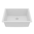 24-3/8" Undermount Single Bowl Quartz Composite Kitchen Sink In White