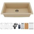 32" Undermount Large Single Bowl Quartz Composite Workstation Kitchen Sink In Bisque