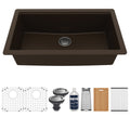 32" Undermount Large Single Bowl Quartz Composite Workstation Kitchen Sink In Brown