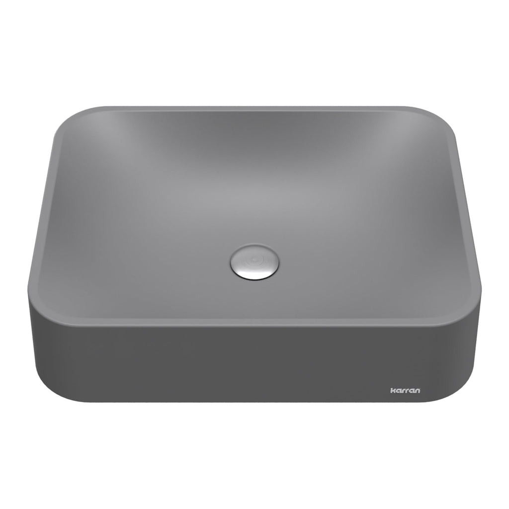 21-1/2" Vessel Quartz Composite Bathroom Sink In Grey
