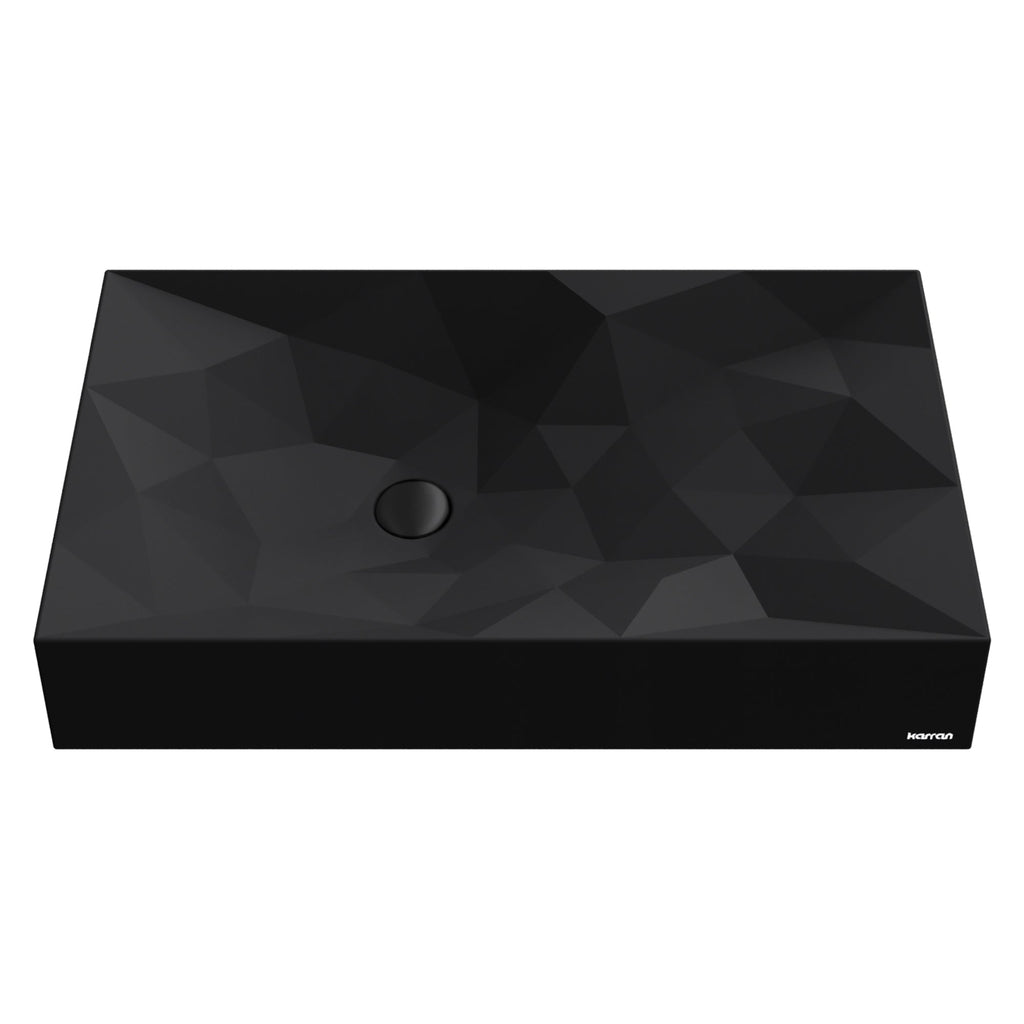 28-1/8" Vessel Quartz Composite Bathroom Sink In Black