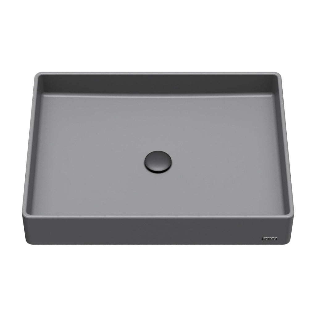 23-5/8" Vessel Quartz Composite Bathroom Sink In Grey