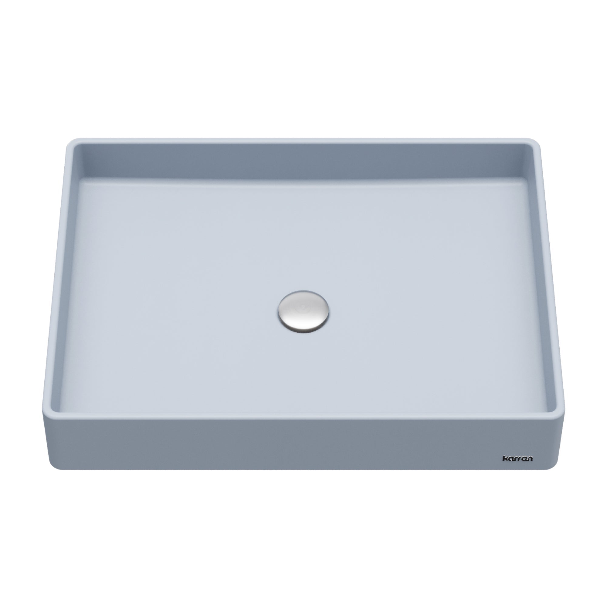 23-5/8" Vessel Quartz Composite Bathroom Sink In Ice Blue