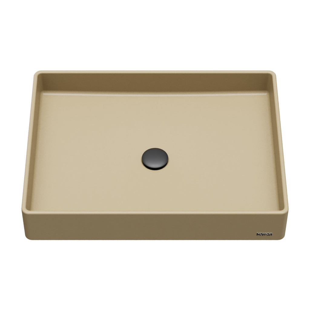 23-5/8" Vessel Quartz Composite Bathroom Sink In Pale Gold