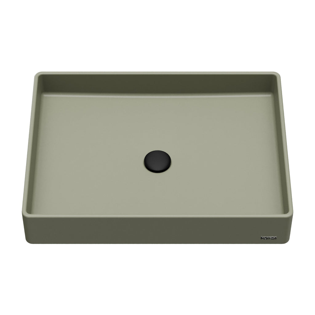 23-5/8" Vessel Quartz Composite Bathroom Sink In Sage Green