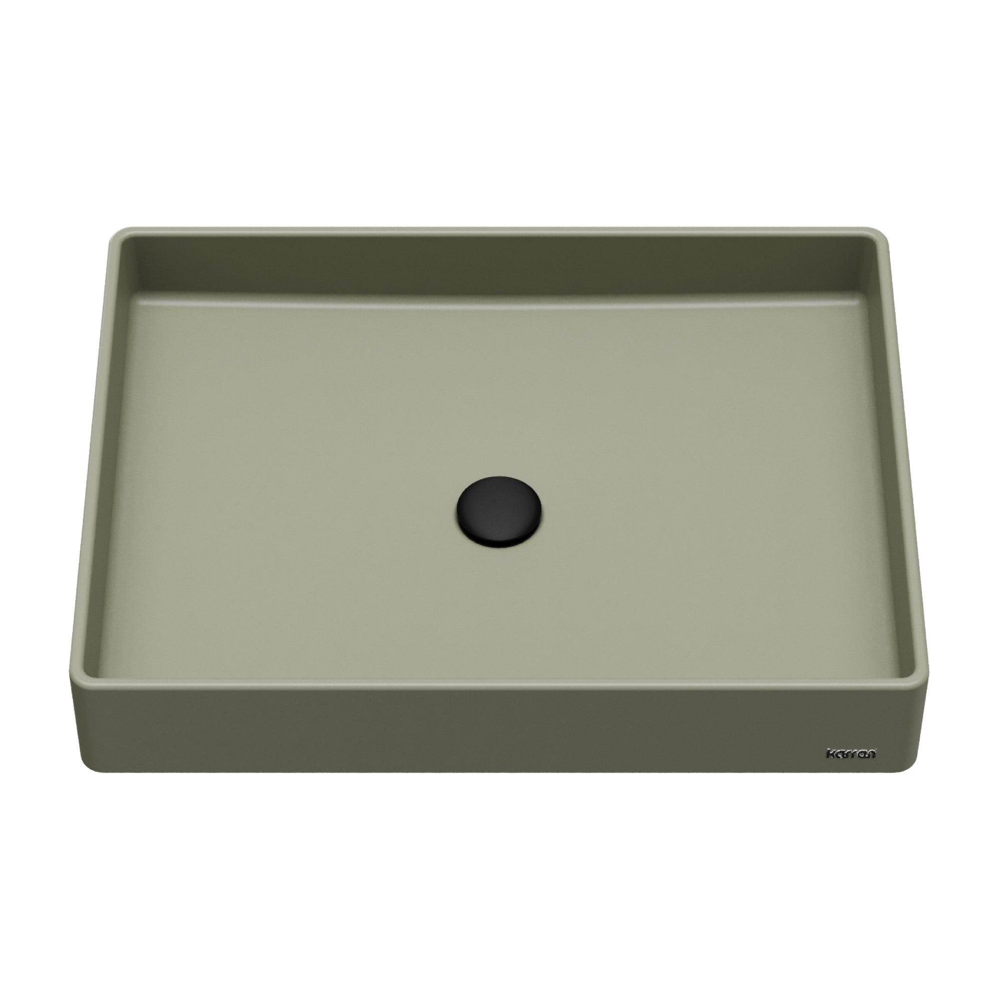 23-5/8" Vessel Quartz Composite Bathroom Sink In Sage Green
