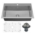 Lansen 33" Top Mount 18 Gauge Single Bowl Stainless Steel Sink with Accessories