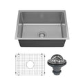 Lansen 24" Undermount 18 Gauge Single Bowl Stainless Steel Sink with Accessories