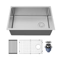 Fusion 27" Undermount 16 Gauge Single Bowl Stainless Steel Sink with Accessories