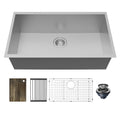 Fusion 31" Undermount Workstation 18 Gauge Single Bowl Stainless Steel Sink with Accessories