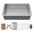 Fusion 30" Undermount Workstation 16 Gauge Single Bowl Stainless Steel Sink with Accessories