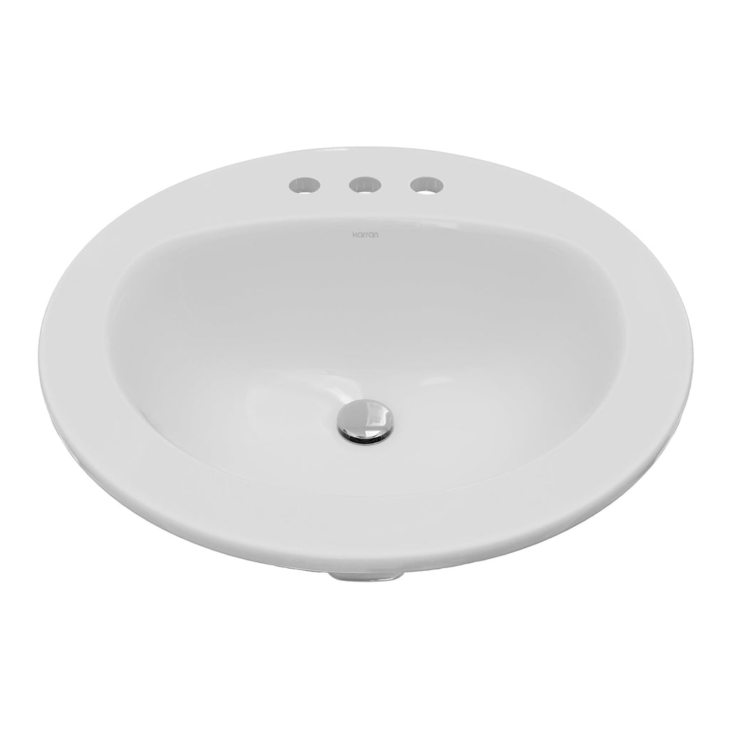 Valera 20" Circular Top Mount Vitreous China Bathroom Sink In White