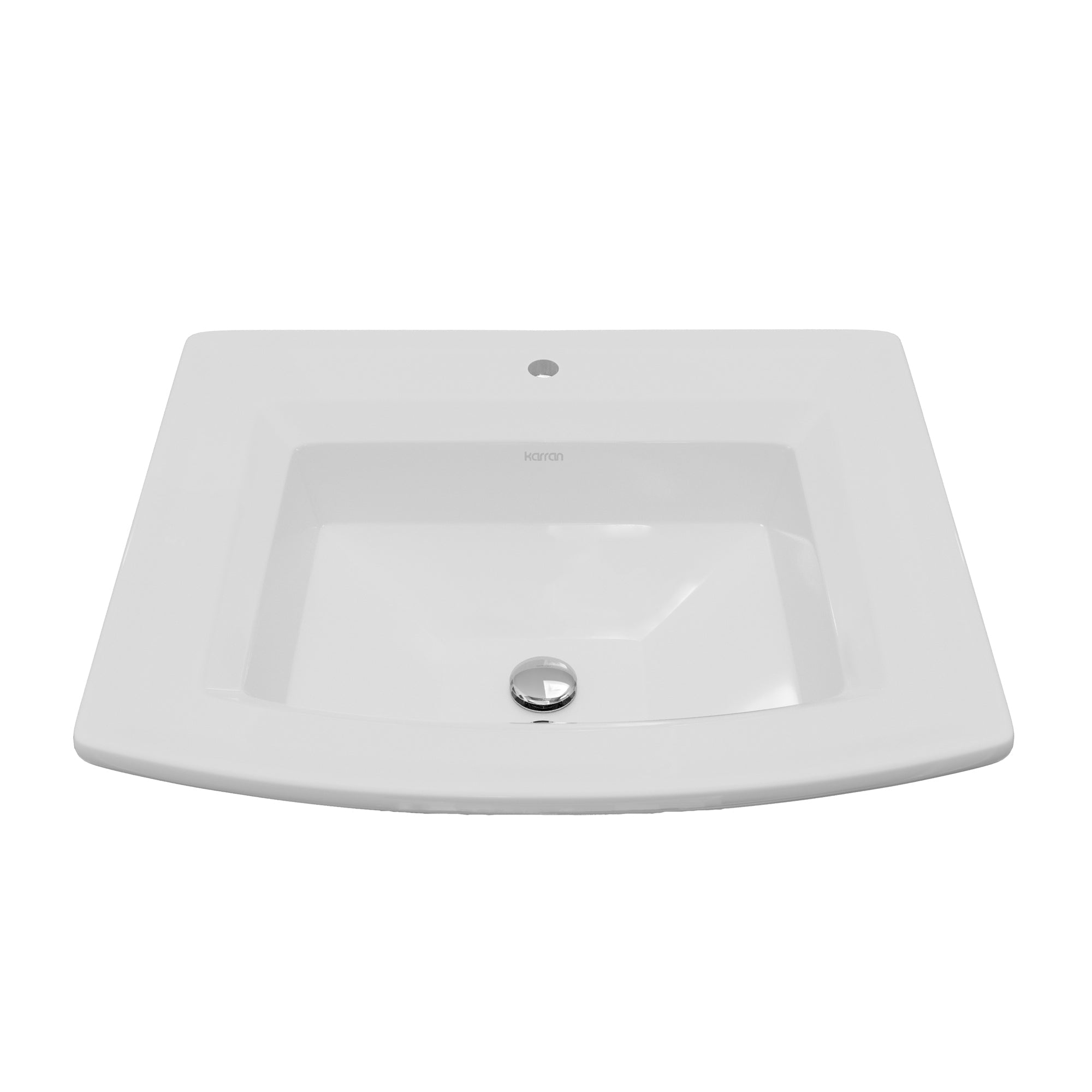 Valera 23" Curved Rectangular Top Mount Vitreous China Bathroom Sink In White