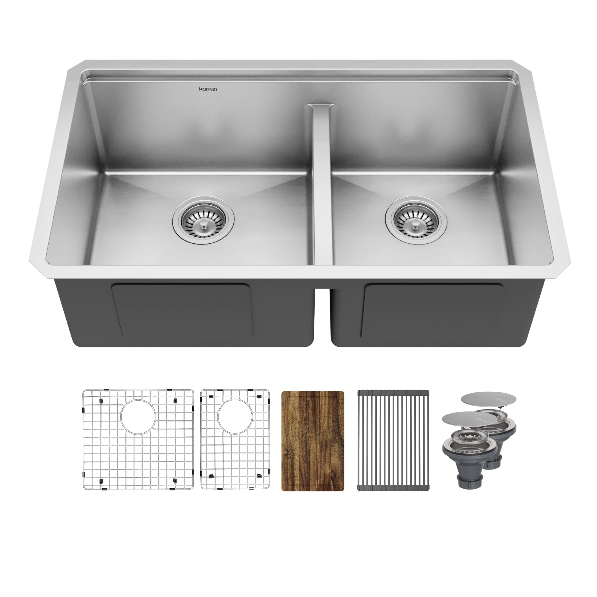 Elite 32" Undermount Workstation 16 Gauge Double Bowl Stainless Steel Kitchen Sink
