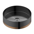 15-3/4" Vessel Stainless Steel Bathroom Sink In Gunmetal Grey & Brushed Copper