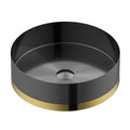 15-3/4" Vessel Stainless Steel Bathroom Sink In Gunmetal Grey & Gold