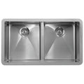 33-7/8" Seamless Undermount Double Equal Bowl Stainless Steel Kitchen Sink