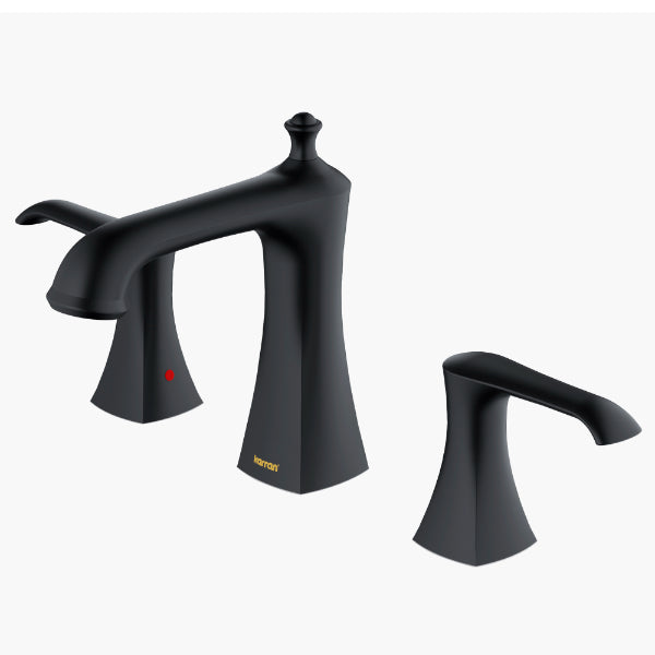 Woodburn Widespread Three-Hole 2-Handle Bathroom Faucet with Matching Pop-Up Drain In Matte Black