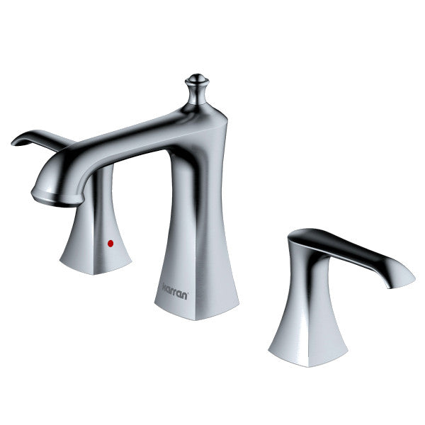 Woodburn Widespread Three-Hole 2-Handle Bathroom Faucet with Matching Pop-Up Drain In Stainless Steel