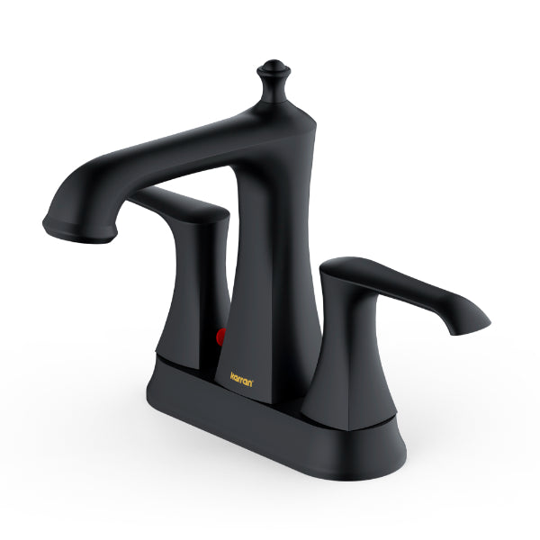 Woodburn Two-Hole 2-Handle Bathroom Faucet with Matching Pop-Up Drain In Matte Black