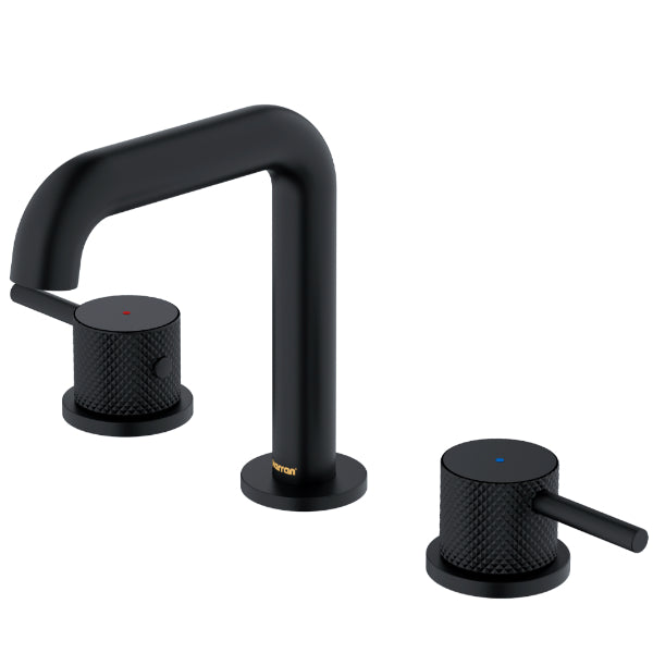 Tryst Widespread Three-Hole 2-Handle Bathroom Faucet with Matching Pop-up Drain In Matte Black