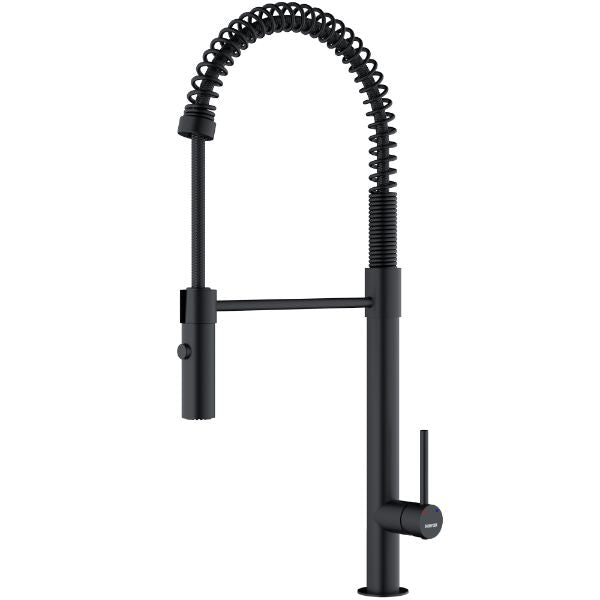 Bluffton Single Hole Single Handle Pull-Down Sprayer Kitchen Faucet In Matte Black