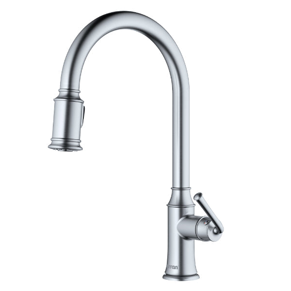 Auburn Single Hole Single Handle Pull-Down Sprayer Kitchen Faucet In Stainless Steel