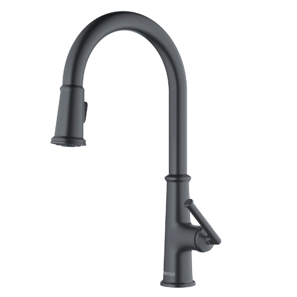 Elwood Single Hole Single Handle Pull-Down Sprayer Kitchen Faucet In Gunmetal Grey