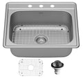 Profile 25" Top Mount 18 Gauge Single Bowl Stainless Steel Kitchen Sink with Accessories