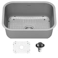 Profile 23" Undermount 16 Gauge Single Bowl Stainless Steel Kitchen Sink with Accessories