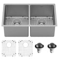 Select 30" Undermount 16 Gauge Double Bowl Stainless Steel Kitchen Sink with Accessories