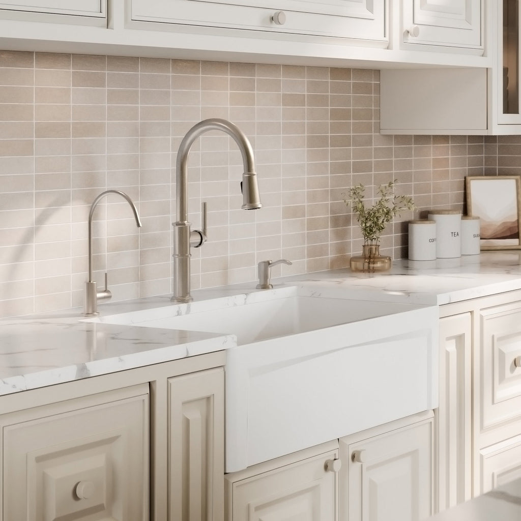 Fireclay 33" Reversible Apron Front Single Bowl Kitchen Sink In White