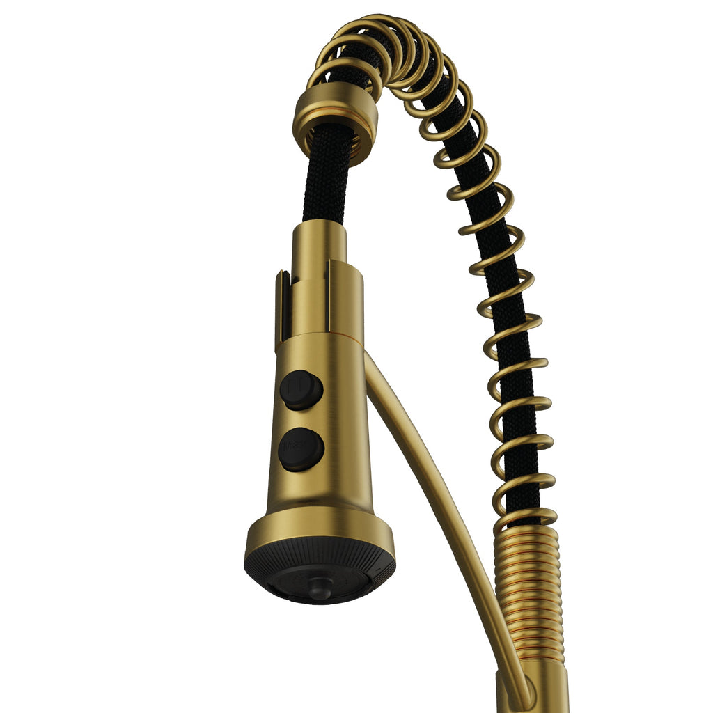 Scottsdale Single Handle Commercial Pull-Down Sprayer Kitchen Faucet In Spot-Free Brushed Gold